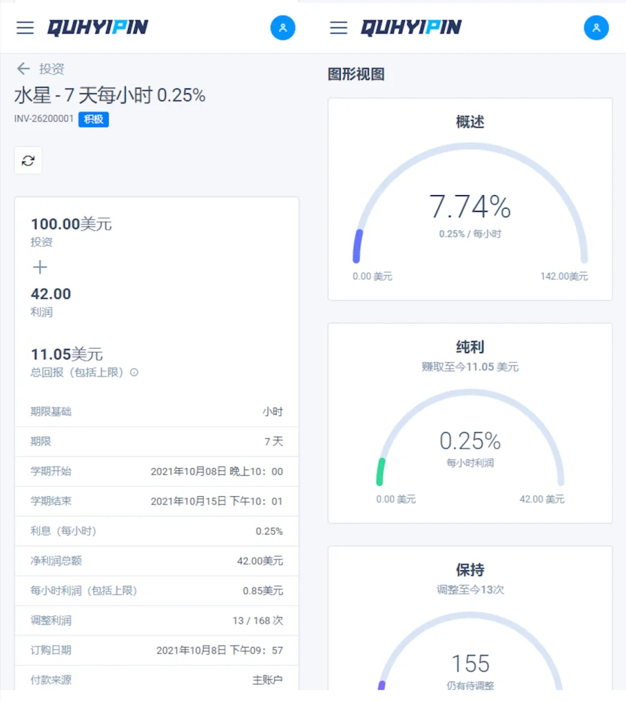 QUHYIPIN虚拟币投资盘英文USDT投资理财盘区块链理财投资分红系统源码