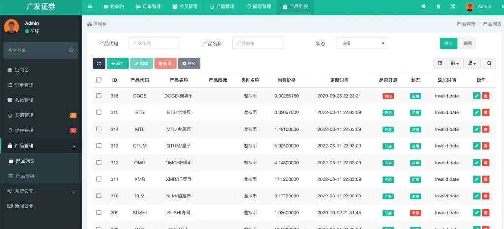 全新fastadmin框架开发外汇系统（微盘仿交易所）