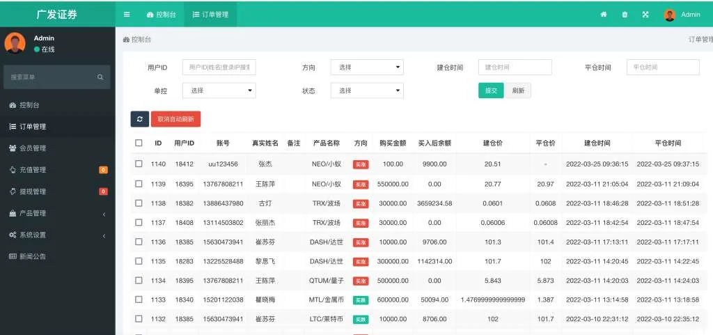 全新fastadmin框架开发外汇系统（微盘仿交易所）